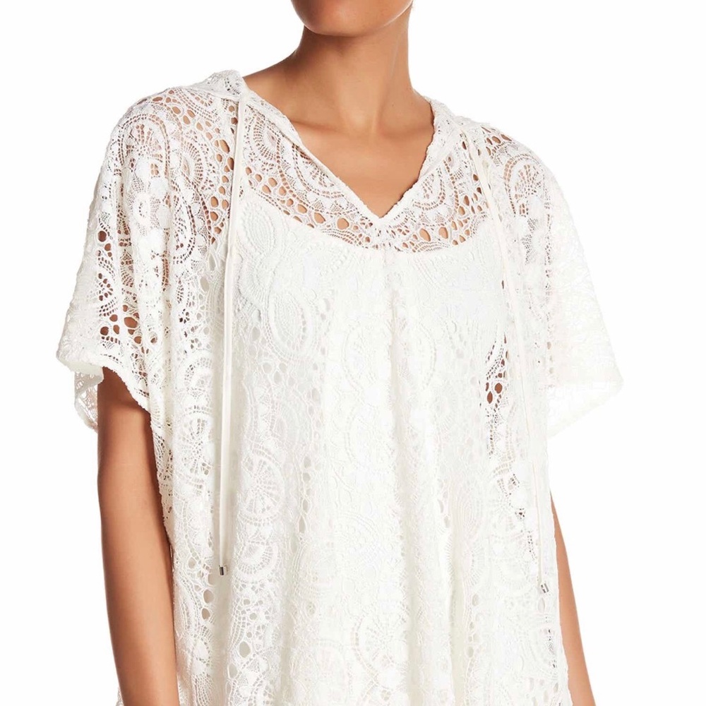 Trina Turk Sidonia Crachet lace hooded pullover